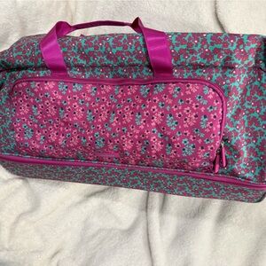 Vera Bradley Pink and Green Floral Large Rolling Duffle